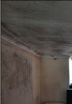 Wall and ceiling with black mould