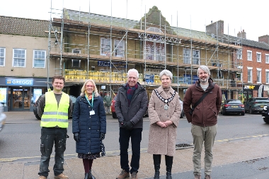 Breckland's Executive Member for Economic Development & Growth, Cllr Paul Claussen with the Deputy Mayor of Swaffham, Cllr Lindsey Beech, Swaffham Councillor, Judy Anscombe, Breckland Swaffham Project Manager, Joe Warburton